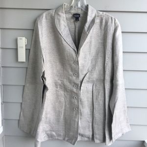EILEEN FISHER Gray Shimmer Linen Jacket M
